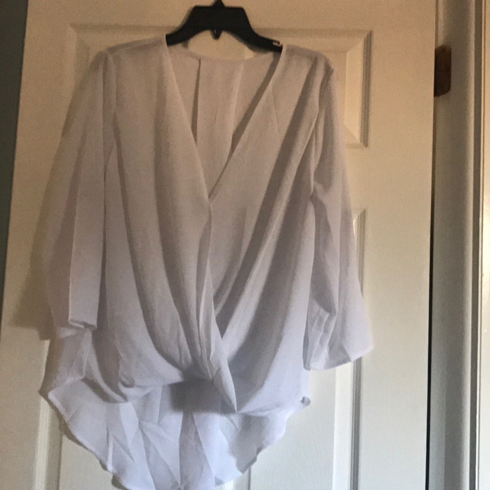 White wrap blouse